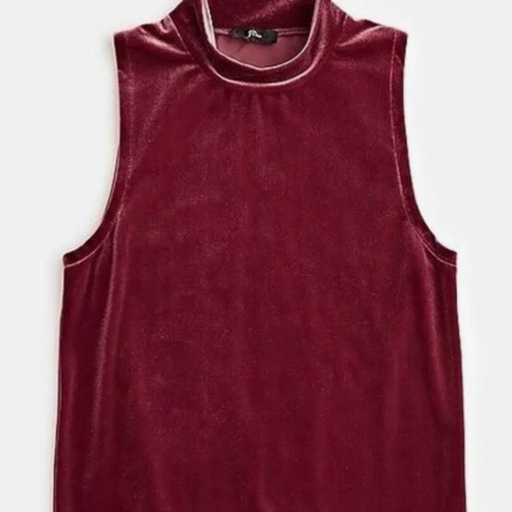J.Crew Beautiful maroon velvet sleeveless mock neck. Size large.